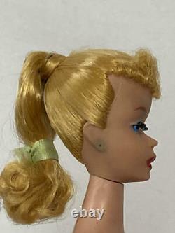 Vintage Blonde #4 Solid Body Ponytail Barbie With Box, Stand