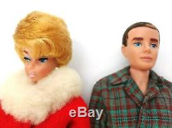 Vintage Blonde Bubble Cut 1960's Barbie with Origanal 1960's Ken Doll Case Cloths