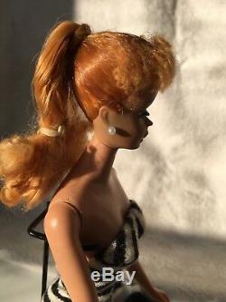 Vintage Blonde Ponytail Barbie 1960 #4 Solid Body Original Accessories Japan