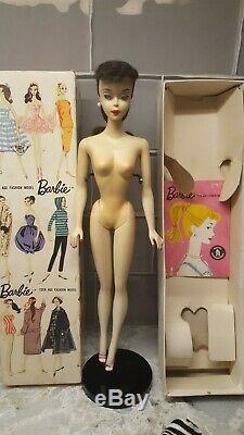 Vintage Brunette #3 Ponytail Barbie T. M Box/stand