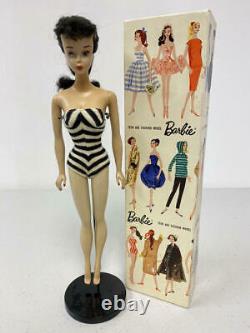 Vintage Brunette #3 Ponytail Barbie With Pedestal Stand