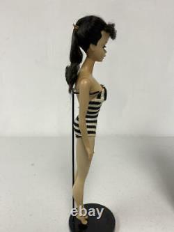 Vintage Brunette #3 Ponytail Barbie With Pedestal Stand