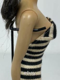 Vintage Brunette #3 Ponytail Barbie With Pedestal Stand