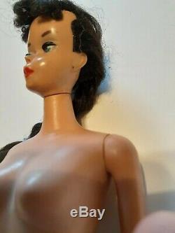 Vintage Brunette Braid Ponytail #4 Barbie Doll Nipples TM Blue Eye Shadow