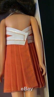 Vintage Brunette NO BANG Francie Barbie in REPRODUCTION Orange pleated Dress