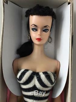Vintage Brunette Ponytail Barbie #1 With Box And Accessories Original Stand