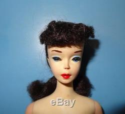 Vintage Brunette Ponytail Barbie 3 with Blue Eye Shadow & All Original Paint