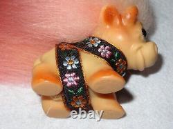 Vintage DAM D. A. M. OOAK 1960's Spring Floral Bouquet Small Cow Troll Doll