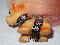Vintage DAM D. A. M. OOAK 1960's Spring Floral Bouquet Small Cow Troll Doll