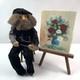 Vintage German Artist Doll Bearded Painter Figurine Handmade Cloth Sculpture