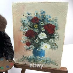 Vintage German Artist Doll Bearded Painter Figurine Handmade Cloth Sculpture