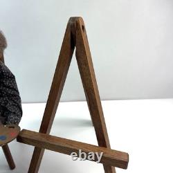 Vintage German Artist Doll Bearded Painter Figurine Handmade Cloth Sculpture