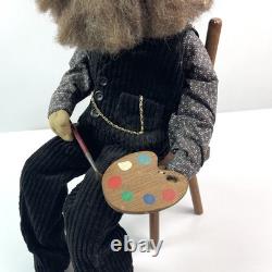 Vintage German Artist Doll Bearded Painter Figurine Handmade Cloth Sculpture