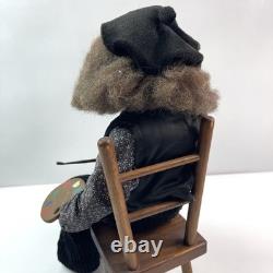 Vintage German Artist Doll Bearded Painter Figurine Handmade Cloth Sculpture