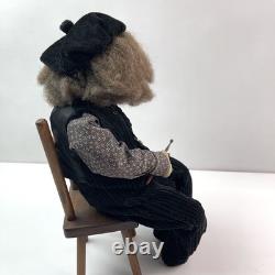 Vintage German Artist Doll Bearded Painter Figurine Handmade Cloth Sculpture