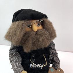 Vintage German Artist Doll Bearded Painter Figurine Handmade Cloth Sculpture