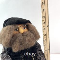 Vintage German Artist Doll Bearded Painter Figurine Handmade Cloth Sculpture