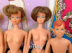 Vintage HUGE Lot of 1950s-1960s Barbie Ken Skipper Ricky Clothes Cases Dolls
