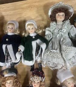 Vintage Lot Of 16 Porcelain Painted Pocket Dolls