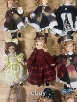 Vintage Lot Of 16 Porcelain Painted Pocket Dolls