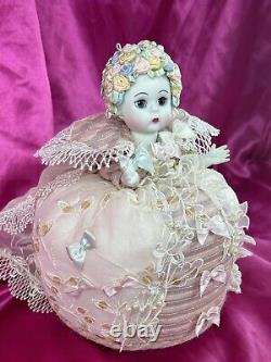 Vintage Madame Alexander Doll Pink Elizabethan Pin Cushion Pastel Roses #26480