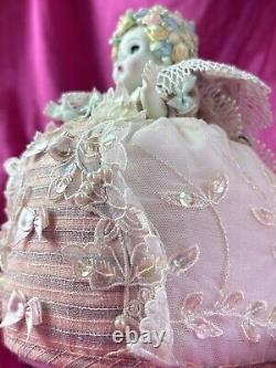 Vintage Madame Alexander Doll Pink Elizabethan Pin Cushion Pastel Roses #26480