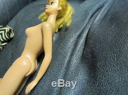 Vintage Mattel Barbie 1960 1961 Blonde PONYTAIL #5 Blue Eyeliner Nude Doll
