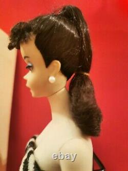 Vintage Mib #3 Brunette Ponytail Barbie With Rare Blue Eyeliner