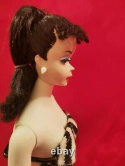 Vintage Mib #3 Brunette Ponytail Barbie With Rare Blue Eyeliner
