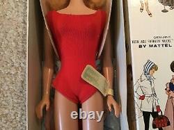 Vintage Mib Gorgeous #6 Blonde Ponytail Barbie, Nm Box, Wrist Tag, Liner, Stand