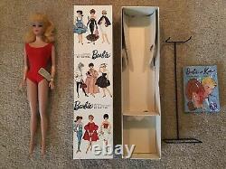 Vintage Mib Gorgeous #6 Blonde Ponytail Barbie, Nm Box, Wrist Tag, Liner, Stand