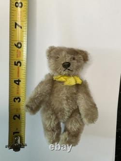 Vintage Miniature 6 Steiff Mohair Original Teddy Bear with yellow ribbon