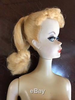 Vintage Number #1 Barbie Doll 1958 withTM Box & Booklet, #1 Shoes, SS, Earrings+