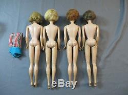 Vintage Original Barbie Lot of 4 Bendable Midge American Girl Bubblecut TLC