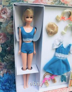 Vintage Platinum Blonde HAIR HAPPENIN'S Francie Doll Complete 2pc Swimsuit n Box