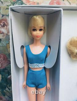 Vintage Platinum Blonde HAIR HAPPENIN'S Francie Doll Complete 2pc Swimsuit n Box