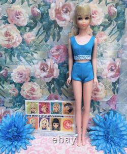 Vintage Platinum Blonde HAIR HAPPENIN'S Francie Doll Complete 2pc Swimsuit n Box