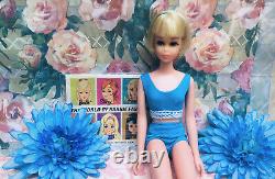 Vintage Platinum Blonde HAIR HAPPENIN'S Francie Doll Complete 2pc Swimsuit n Box