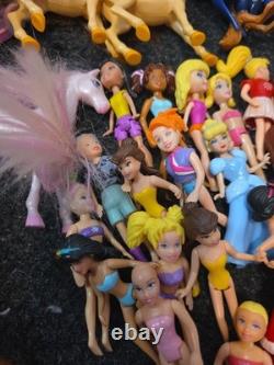Vintage Polly Pocket Huge Lot Of Dolls Playsets Clothes Mismatched