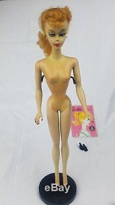 Vintage Ponytail #2 Barbie Blonde Original 1958 with OSS and TM Stand & booklet