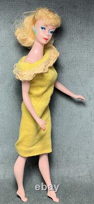 Vintage Ponytail BARBIE #5 Doll Blonde Blue Eyes Japan Gold Knit Sheath Dress