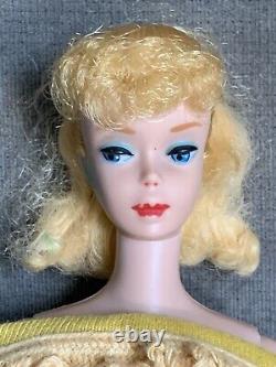 Vintage Ponytail BARBIE #5 Doll Blonde Blue Eyes Japan Gold Knit Sheath Dress