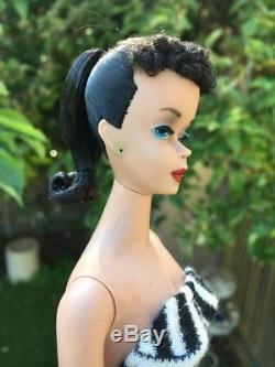 Vintage Ponytail Barbie 1960 #4 Solid Body Brunette OSS All Original