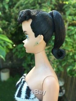 Vintage Ponytail Barbie 1960 #4 Solid Body Brunette OSS All Original