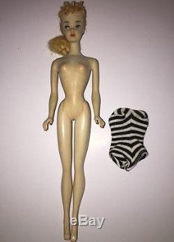 Vintage Ponytail Barbie #3 Blonde With Zebra Stripe Swimsuit