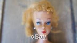 Vintage Ponytail Barbie #3 Blue Eyeshadow Original Swimsuit Pearl Earrings
