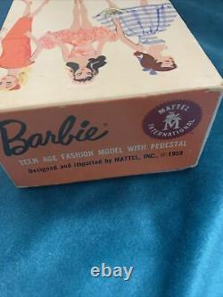 Vintage Ponytail Barbie #3 Original (R) Box (Gay Parisienne) OSS Pedestal Stand