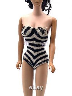 Vintage Ponytail Barbie doll Brunette #5 Or #6 black hair Original Bathing Suit