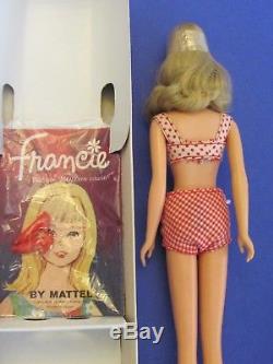 Vintage Pretty Straight Leg Francie Doll In Box With Stand Booklet Ect