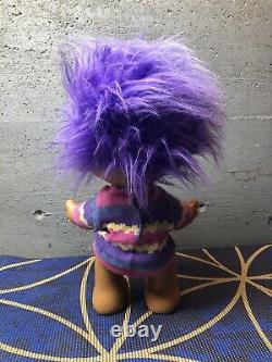 Vintage Russ Troll Doll Giant Large 17 Purple Hair Original Sweater